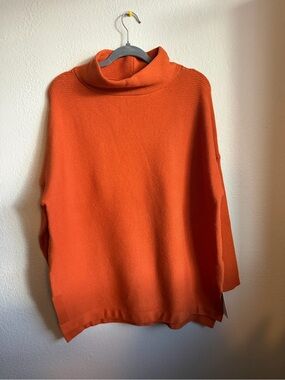 E FAN Women's Orange Turtleneck Sweater